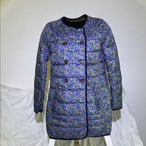Floral Blue Women's Puffer Coat